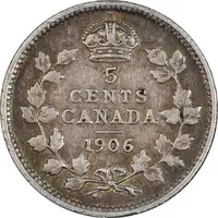 سکه 5 سنت 1906 ادوارد هفتم - VF35 - کانادا