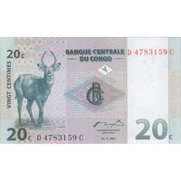 اسکناس 20 سانتیم 1997 جمهوری دموکراتیک - تک - UNC64 - کنگو