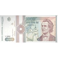 اسکناس 1000 لئو 1991 جمهوری - تک - UNC64 - رومانی