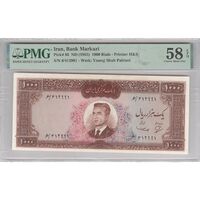 اسکناس 1000 ریال (بهنیا - سمیعی) - تک - AU58 - محمد رضا شاه