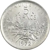 سکه 5 فرانک 1972 جمهوری کنونی - MS61 - فرانسه