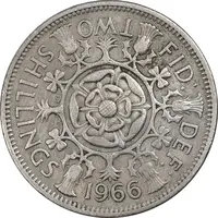 سکه 2 شیلینگ 1966 الیزابت دوم - EF40 - انگلستان