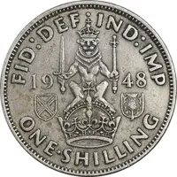 سکه 1 شیلینگ 1948 جرج ششم - تیپ 2 - EF40 - انگلستان
