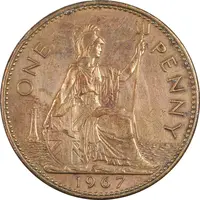 سکه 1 پنی 1967 الیزابت دوم - EF45 - انگلستان