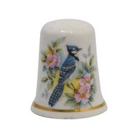 انگشتانه چینی قدیمی طرح گل و مرغ - کد 005789