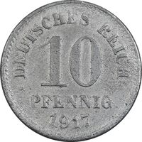 سکه 10 فینیگ 1917 ویلهلم دوم - EF45 - آلمان