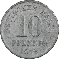 سکه 10 فینیگ 1918 ویلهلم دوم - EF45 - آلمان