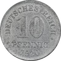 سکه 10 فینیگ 1920 ویلهلم دوم - EF45 - آلمان