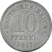 سکه 10 فینیگ 1917 ویلهلم دوم - EF40 - آلمان