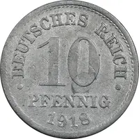 سکه 10 فینیگ 1918 ویلهلم دوم - EF40 - آلمان