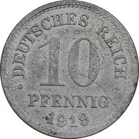 سکه 10 فینیگ 1919 ویلهلم دوم - EF40 - آلمان