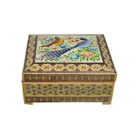 جعبه خاتم کاری طرح گل و مرغ - 051339