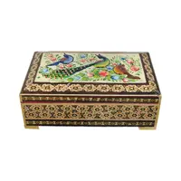 جعبه خاتم کاری طرح گل و مرغ - 051342