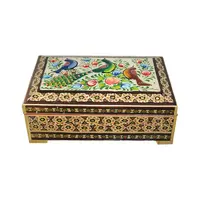 جعبه خاتم کاری طرح گل و مرغ - 051343