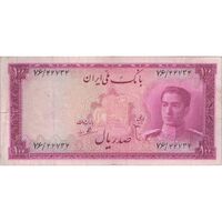 اسکناس 100 ریال سری سوم - تک - VF30 - محمد رضا شاه