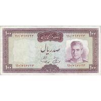 اسکناس 100 ریال (آموزگار - سمیعی) نوشته قرمز - تک - VF30 - محمد رضا شاه