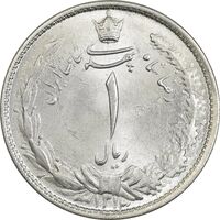 سکه 1 ریال 1313 - 3 تاریخ کوچک - MS63 - رضا شاه