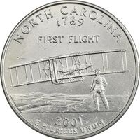 سکه کوارتر دلار 2001P ایالتی (کارولینای شمالی) - AU - آمریکا
