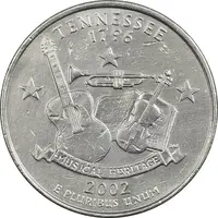 سکه کوارتر دلار 2002P ایالتی (تنسی) - AU - آمریکا