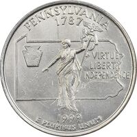 سکه کوارتر دلار 1999D ایالتی (پنسیلوانیا) - AU - آمریکا