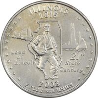 سکه کوارتر دلار 2003P ایالتی (ایلینوی) - AU - آمریکا