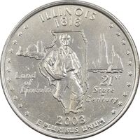 سکه کوارتر دلار 2003D ایالتی (ایلینوی) - AU - آمریکا