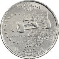 سکه کوارتر دلار 2002D ایالتی (ایندیانا) - AU - آمریکا