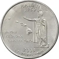 سکه کوارتر دلار 2008P ایالتی (هاوایی) - AU - آمریکا