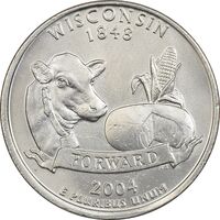 سکه کوارتر دلار 2004P ایالتی (ویسکانسین) - AU - آمریکا