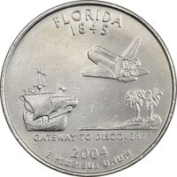 سکه کوارتر دلار 2004P ایالتی (فلوریدا) - AU - آمریکا