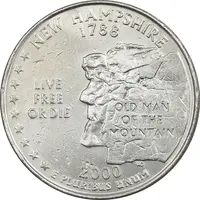 سکه کوارتر دلار 2000P ایالتی (نیوهمشایر) - AU - آمریکا