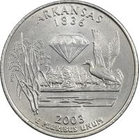 سکه کوارتر دلار 2003P ایالتی (آرکانزاس) - MS62 - آمریکا
