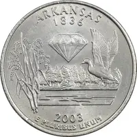 سکه کوارتر دلار 2003P ایالتی (آرکانزاس) - MS62 - آمریکا