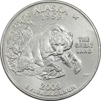 سکه کوارتر دلار 2008P ایالتی (آلاسکا) - AU - آمریکا