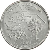سکه کوارتر دلار 2000P ایالتی (کارولینای جنوبی) - AU - آمریکا
