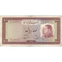 اسکناس 100 ریال 1333 - تک - VF25 - محمد رضا شاه