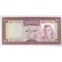 اسکناس 100 ریال (آموزگار - سمیعی) نوشته قرمز - تک - UNC62 - محمد رضا شاه