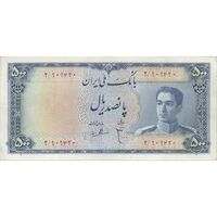 اسکناس 500 ریال سری سوم - تک - VF25 - محمد رضا شاه