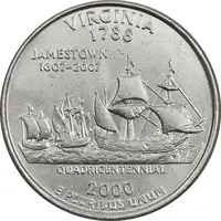 سکه کوارتر دلار 2000P ایالتی (ویرجینیا) - AU - آمریکا
