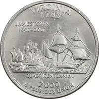 سکه کوارتر دلار 2000D ایالتی (ویرجینیا) - AU - آمریکا