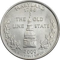 سکه کوارتر دلار 2000D ایالتی (مریلند) - AU - آمریکا