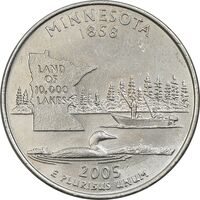 سکه کوارتر دلار 2005P ایالتی (مینسوتا) - AU - آمریکا