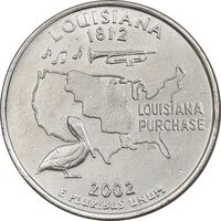 سکه کوارتر دلار 2002P ایالتی (لوئیزیانا) - AU - آمریکا
