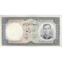 اسکناس 10 ریال 1340 - تک - AU58 - محمد رضا شاه
