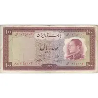 اسکناس 100 ریال 1333 - تک - VF25 - محمد رضا شاه