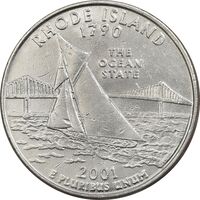 سکه کوارتر دلار 2001P ایالتی (رود آیلند) - AU - آمریکا