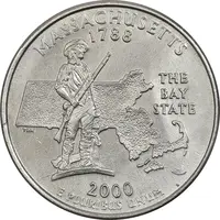 سکه کوارتر دلار 2000P ایالتی (ماساچوست) - AU - آمریکا