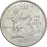 سکه کوارتر دلار 2000P ایالتی (ماساچوست) - AU - آمریکا