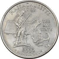 سکه کوارتر دلار 2000P ایالتی (ماساچوست) - AU - آمریکا