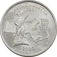 سکه کوارتر دلار 2000D ایالتی (ماساچوست) - AU - آمریکا